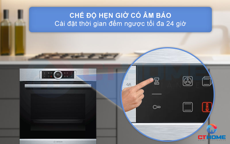 Chế độ hẹn giờ có âm báo với thời gian hẹn tối đa 24 giờ