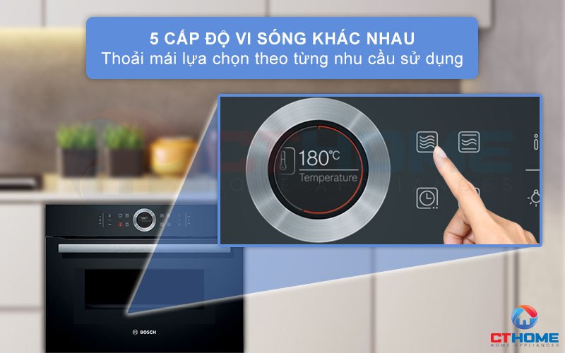 Lựa chọn 5 cấp độ vi sóng cho quá trình rã đông cũng như hâm nóng được tối ưu