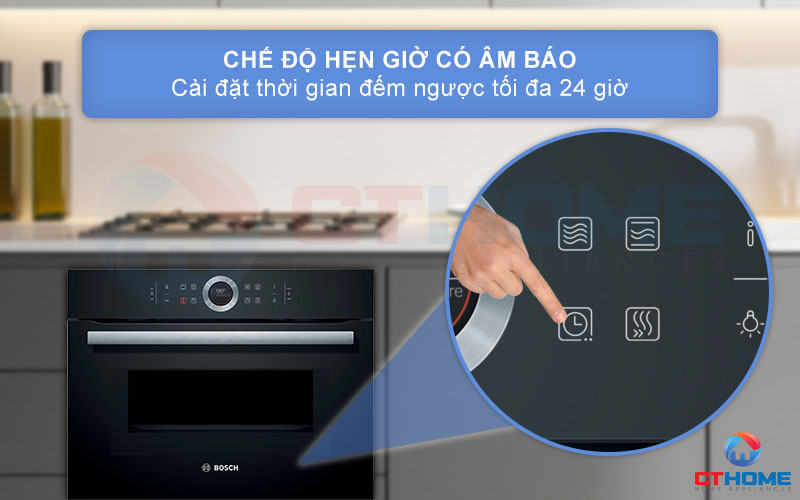 Hẹn giờ có âm báo với thời gian hẹn tối đa lên đến 24 giờ