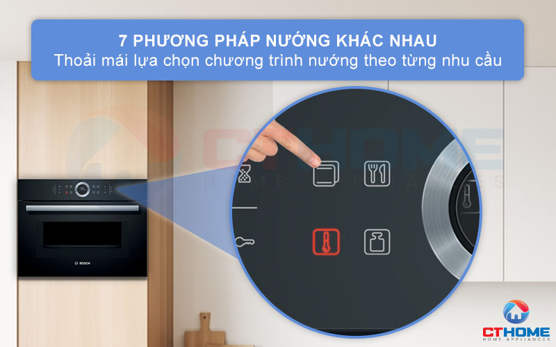 Tùy chọn tới 7 phương pháp nướng khác nhau tùy từng nhu cầu sử dụng
