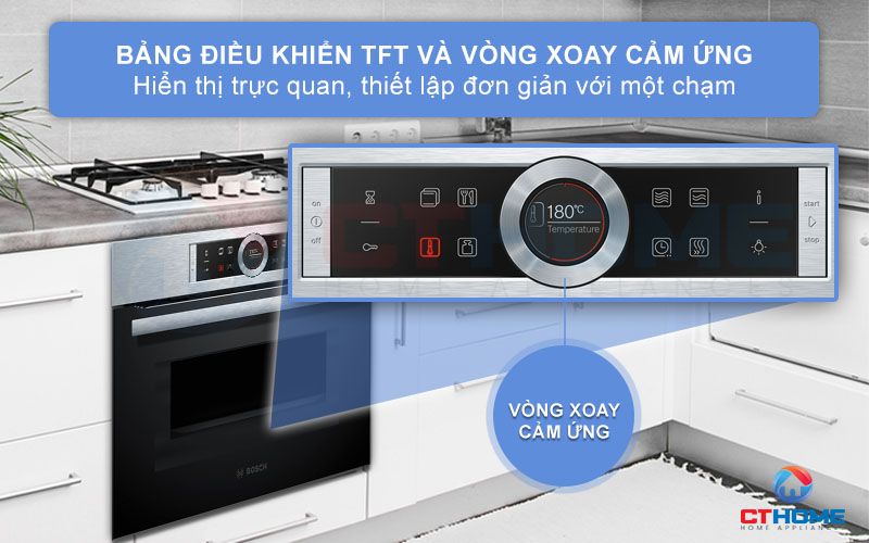 Bảng điều khiển cảm ứng TFT và vòng xoay cảm ứng thiết lập dễ dàng với 1 chạm