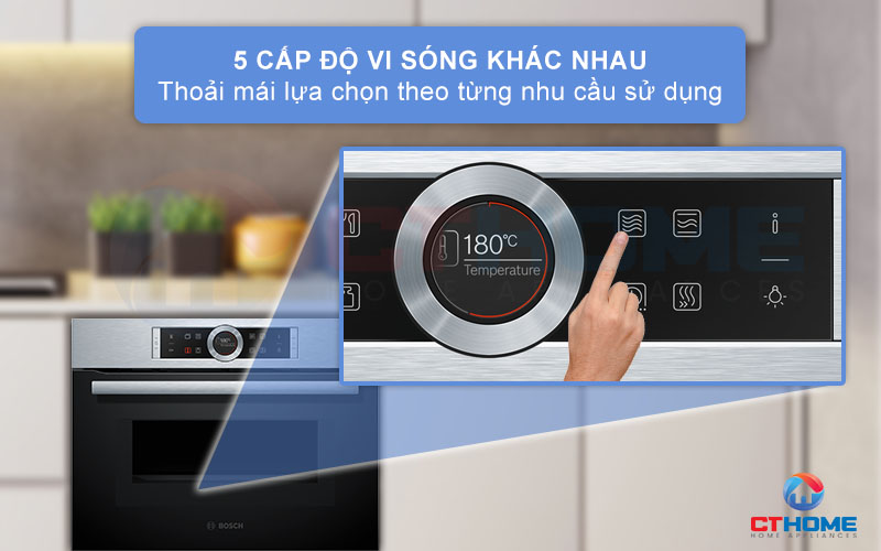 Lựa chọn hâm nóng hoặc ra đông đơn giản với 5 cấp độ vi sóng theo từng nhu cầu