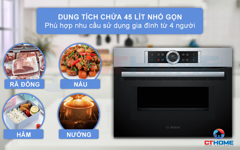 Dung tích chứa 45 lít phù hợp với những gia đình từ 4-5 thành viên