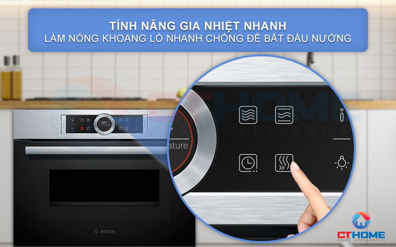 Chế độ gia nhiệt nhanh, làm nóng lò nhanh chóng để bắt đầu nướng