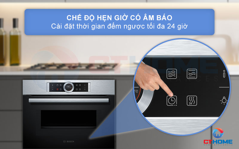 Chế độ hẹn giờ có âm báo với thời gian hẹn tối đa đến 24 giờ