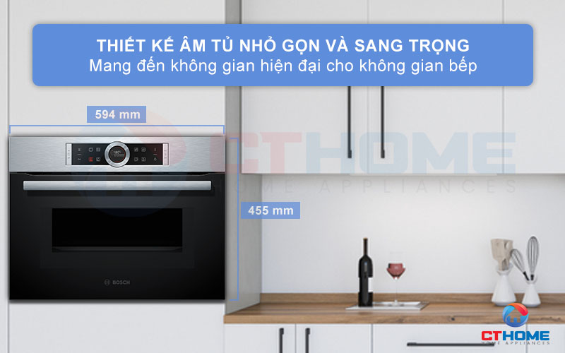 Thiết kế lò vi sóng nhỏ gọn và sang trọng mang đến thẩm mỹ cho không gian bếp