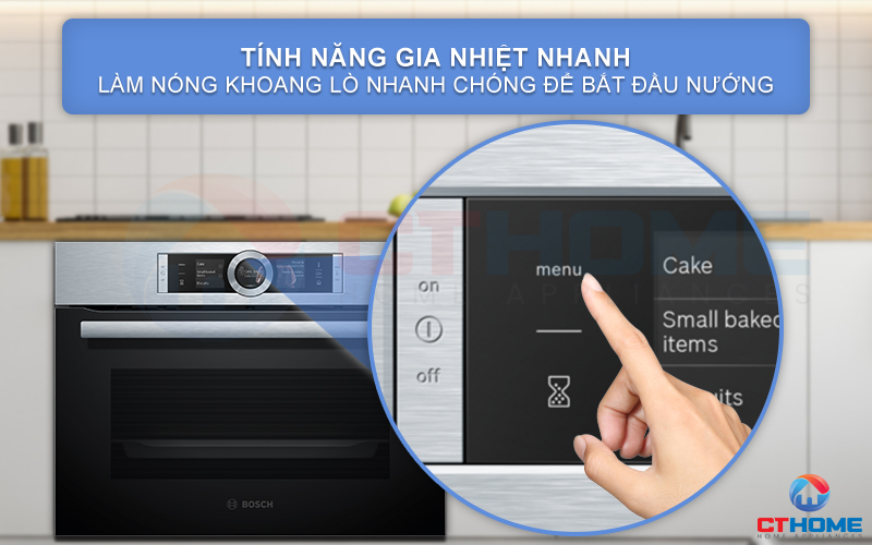 Chức năng gia nhiệt nhanh Rapid Heating giúp người dùng được làm nóng lò nhanh