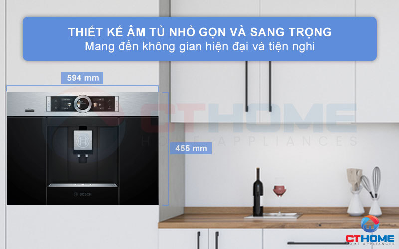 Máy pha cafe CTL636ES6 serie 8 với thiết kế âm tủ và mặt kính phía trước