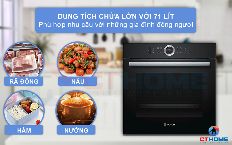Dung tích nướng 71 lít thoải mái cho bạn sử dụng gia đình đông người