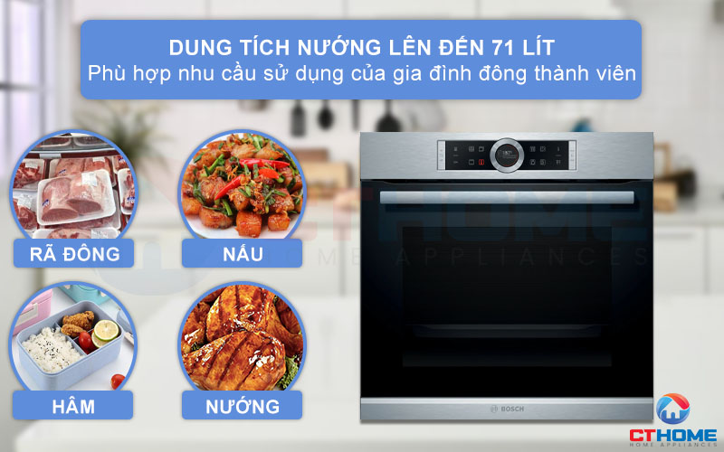 LÒ NƯỚNG ÂM TỦ BOSCH HBG675BS1 SERIE 8 71L NHIỆT PHÂN 3