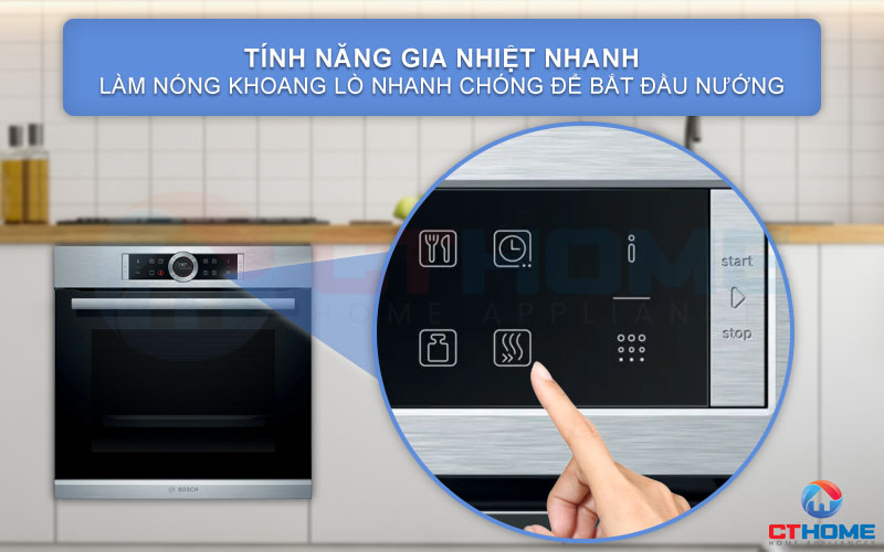 Chức năng gia nhiệt nhanh Rapid Heating giúp bạn làm nóng lò nhanh chóng