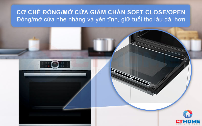 Cơ chế đóng/mở cửa giảm chấn Soft Close/Open, giúp việc đóng/mở cửa nhẹ nhàng hơn