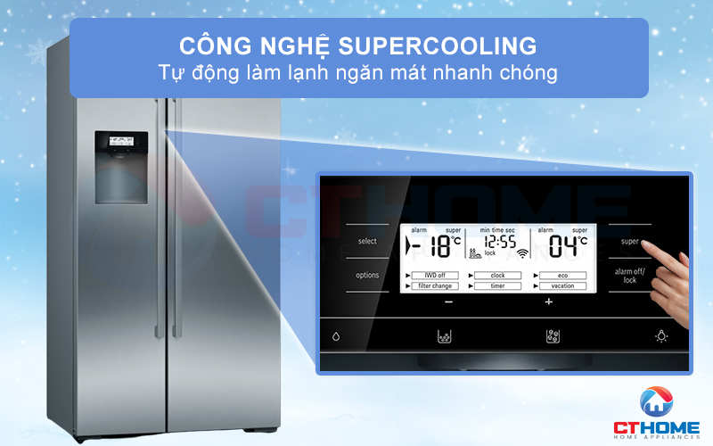 Công nghệ SuperCooling tự động làm lạnh ngăn mát nhanh chóng