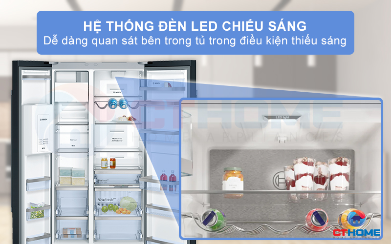 Dễ dàng quan sát trong điều kiện thiếu sáng với hệ thống đèn LED trong khoang lò
