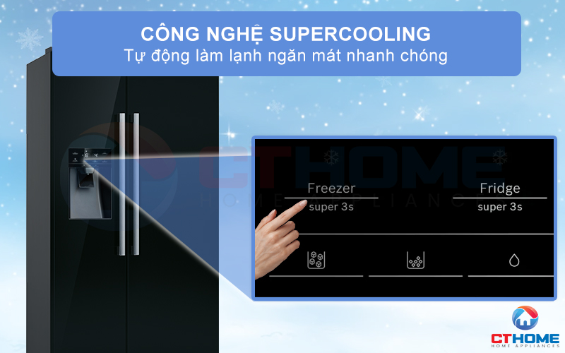 Tự động làm lạnh nhanh ngăn làm mát với công nghệ SuperCooling