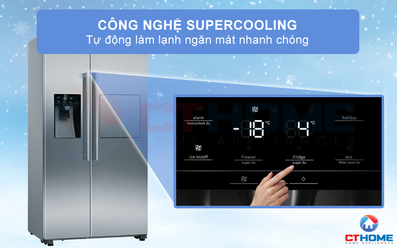 Công nghệ SuperCooling tự động làm lạnh ngăn mát nhanh chóng