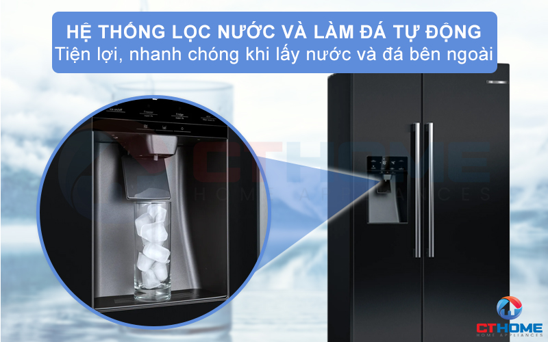 Tủ lạnh Bosch KAI93VBFP với công nghệ lấy đá ngoài tiện lợi