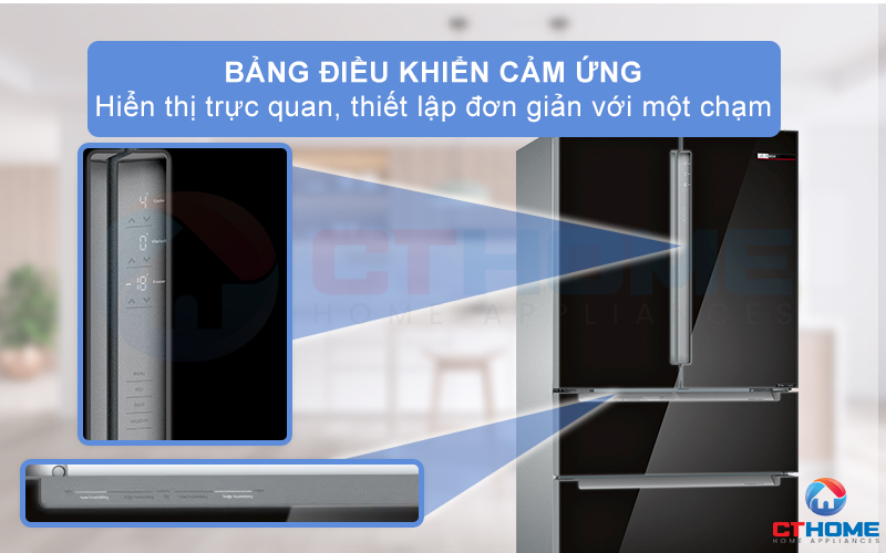 Tủ lạnh Bosch KFN86AA76J serie 6 được trang bị bảng điều khiển cảm ứng một chạm 