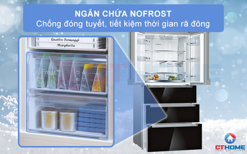 Công nghệ chống đóng tuyết NoFrost tiết kiệm thời gian rã đông hơn