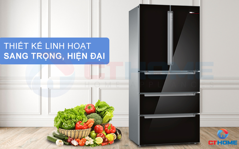 Thiết kế mặt ngoài là lớp kính đen mang đến sự sang trọng kiểu Pháp cho gian bếp