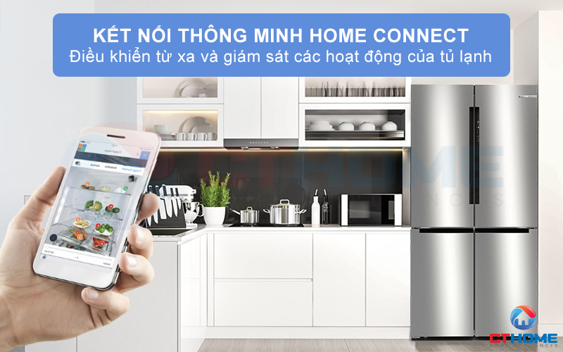 Điều khiển và giám sát các hoạt động của tủ lạnh thông qua ứng dụng Home Connect