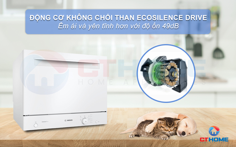 Vận hành êm ái và mạnh mẽ nhờ động cơ không chổi than EcoSilence Drive