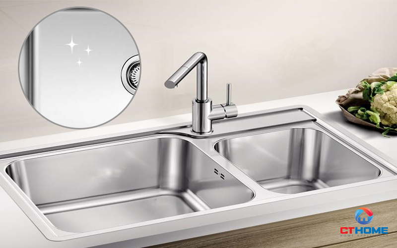 ​​​​​​​Bề mặt inox sáng bóng, chống bám dầu mỡ và an toàn sức khỏe