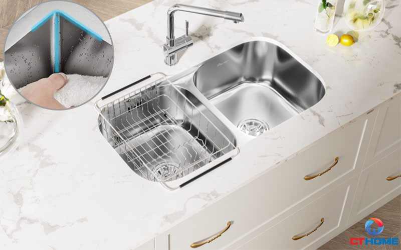 Vệ sinh lòng chậu nhanh chóng và dễ dàng nhờ góc lượn R15