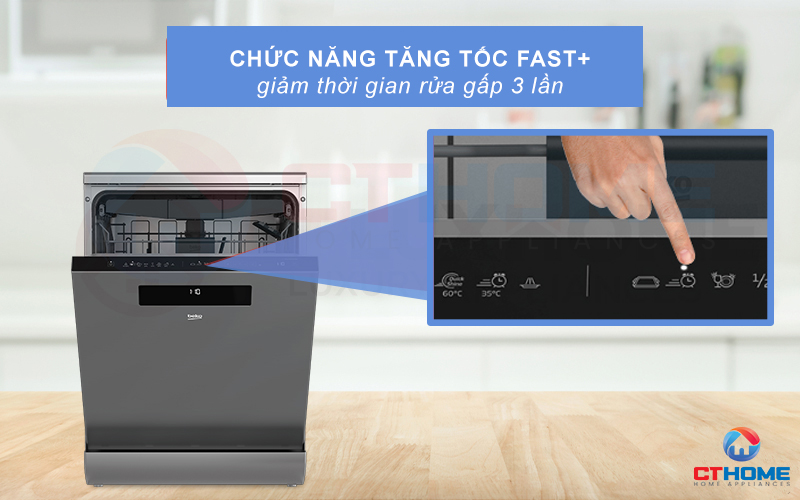 Tính năng rửa tăng tốc Fast+ giúp bat đĩa rửa nhanh hơn gấp 3 lần