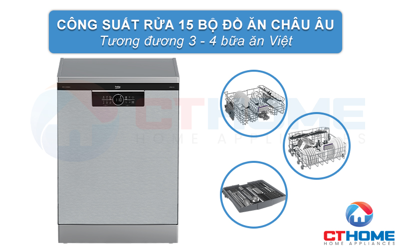 MÁY RỬA CHÉN ĐỘC LẬP BEKO BDFN26560XC - 15 BỘ SẤY HÉ CỬA 2