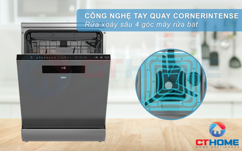 MÁY RỬA CHÉN ĐỘC LẬP BEKO DEN48520XAD - 15 BỘ TỰ ĐỘNG PHÂN BỔ NƯỚC GIẶT 10