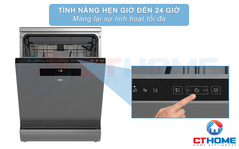 MÁY RỬA CHÉN ĐỘC LẬP BEKO DEN48520XAD - 15 BỘ TỰ ĐỘNG PHÂN BỔ NƯỚC GIẶT 9