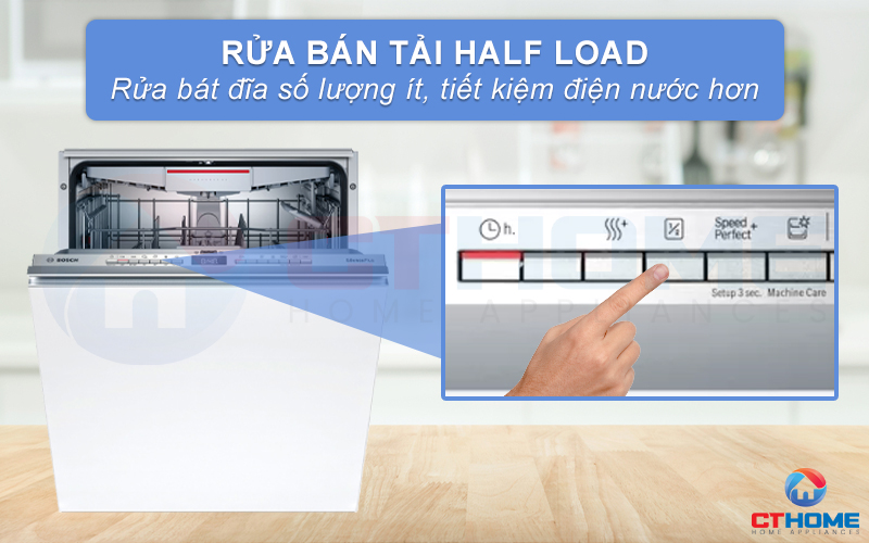 Máy rửa bát Bosch SGV4HCX48E tích hợp tính năng Half Load - Rửa nửa tải mới nhất