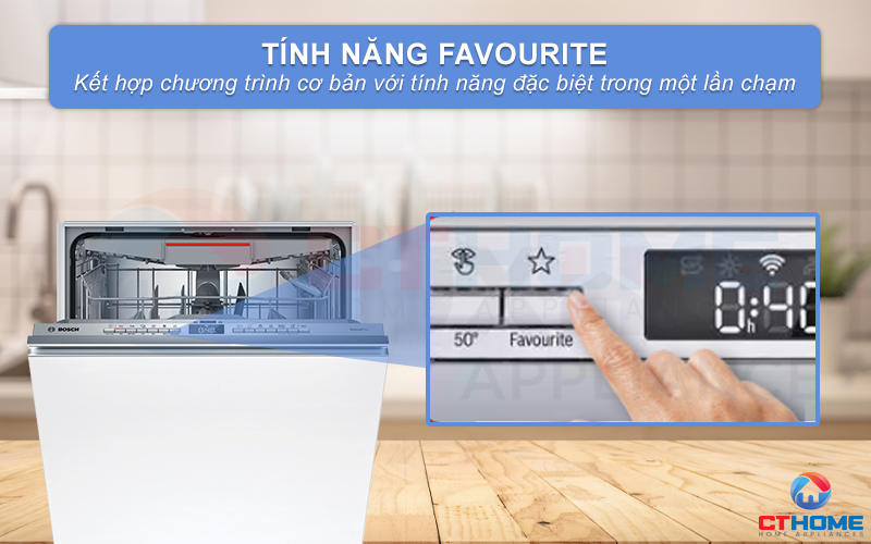 Tiết kiệm thời gian chọn tính năng rửa bát trước khi sử dụng của bạn với Tính năng Favourite - chỉ trong 1 nút nhấn