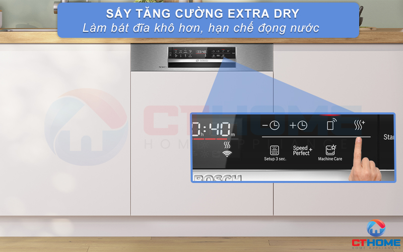 Sấy tăng cường Extra Dry cho bát đĩa khô hơn