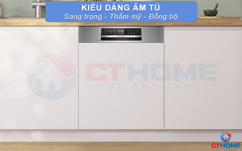 Kiểu dáng âm tủ, đồng bộ với không gian bếp