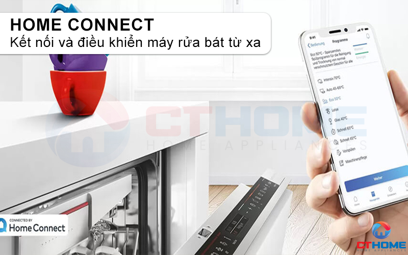 Kết nối và điều khiển máy rửa bát SMS4EMI00E từ xa thông qua Home Connect