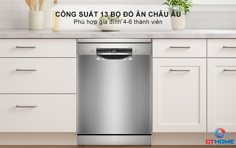 Dung tích chứa lớn, công suất rửa 13 bộ đồ ăn phù hợp gia đình 4-6 người