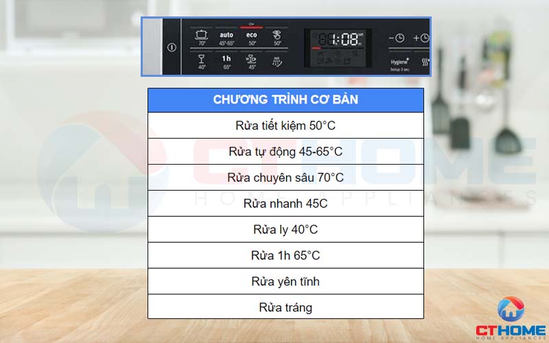 8 chương trình rửa cơ bản trên máy rửa bát SMS68II07E Serie 6