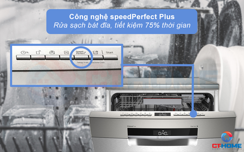 Sử dụng tính năng SpeedPerfect Plus giúp tiết kiệm 75% thời gian rửa.