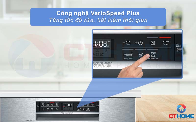 Tính năng VarioSpeed Plus giúp tối ưu thời gian rửa bát
