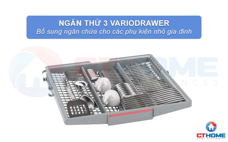 Ngăn thứ 3 VarioDrawer Pro đựng vật dụng nhỏ đi cùng các hàng gai linh hoạt
