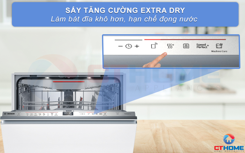 Sấy tăng cường Extra Dry cho bát đĩa khô hơn