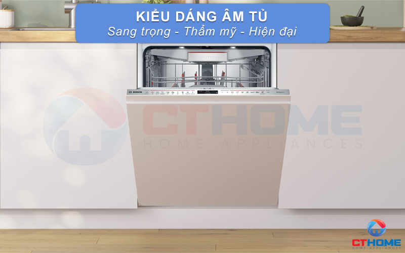 Kiểu dáng âm tủ, đồng bộ với không gian bếp