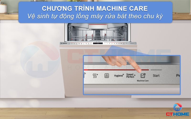 Vệ sinh tự động máy rửa bát với tính năng Machine Care