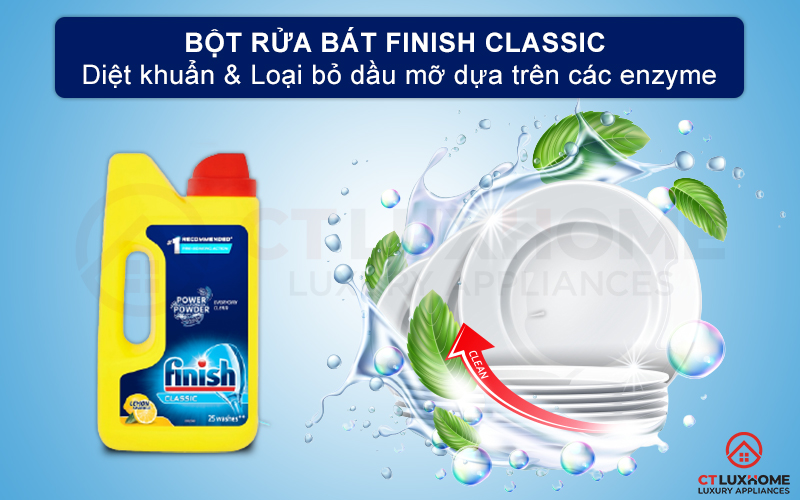 Giới thiệu về Bột rửa bát Finish Lemon 1kg hương chanh
