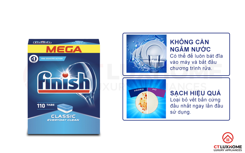 Tính năng vượt trội của viên rửa chén Finish Classic 110 viên