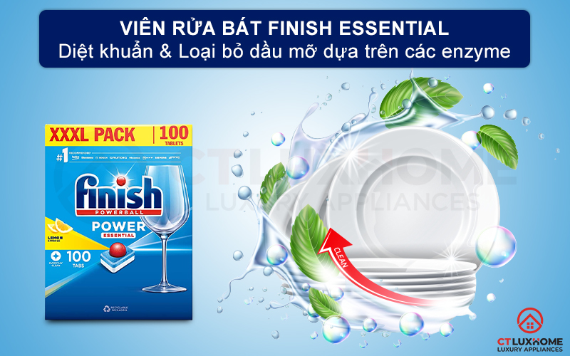 Giới thiệu về viên rửa bát Finish Essential 100 viên 