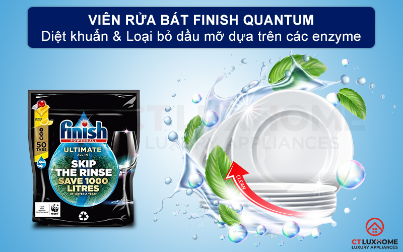 Giới thiệu về viên rửa chén bát Finish Quantum Ultimate 50 viên hương chanh