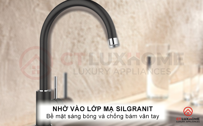 Bề mặt chống bám vân tay, màu sắc sang trọng nhờ lớp mạ Silgranit